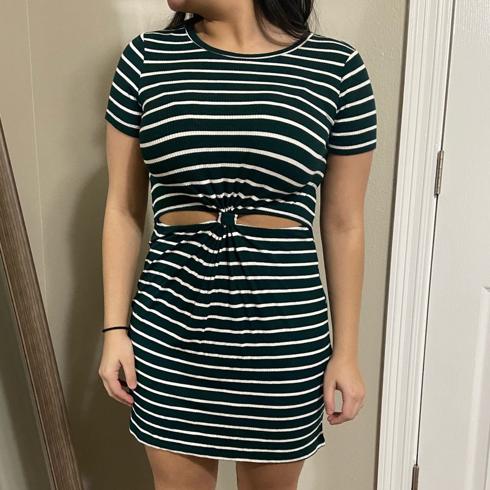 Forever 21 green and white striped dress